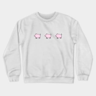 Three Cute Pink Pigs Left Crewneck Sweatshirt